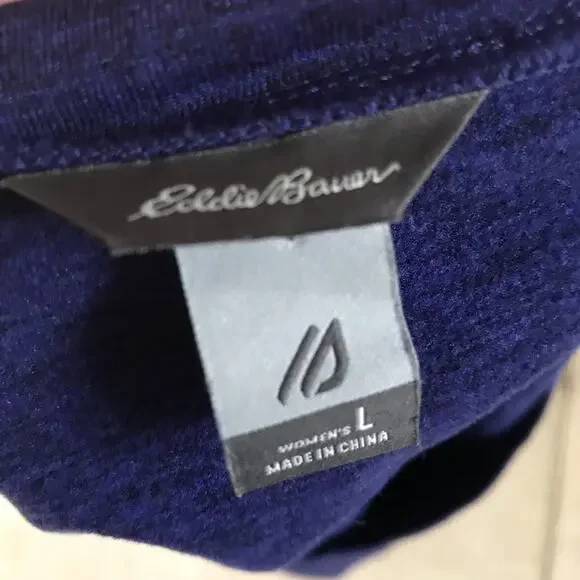 Eddie Bauer Blue Long Sleeve Polyester Shirt with Thumbholes Women's Size Large - Picture 6 of 7